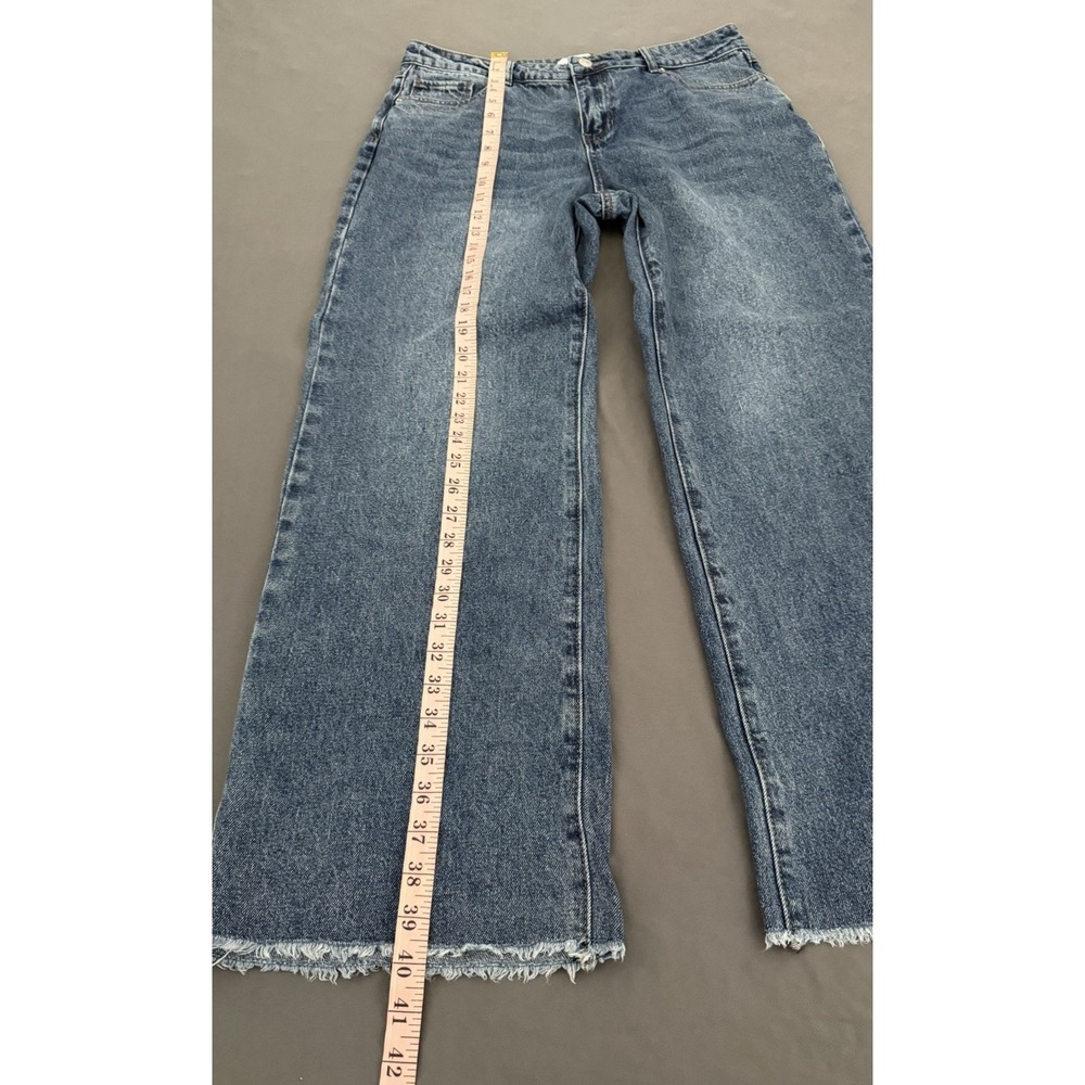 Ashley Mason Wide Leg Jeans Womens Sz 13/31 Lace Heart Pockets Raw Hem High Rise - Picture 5 of 14